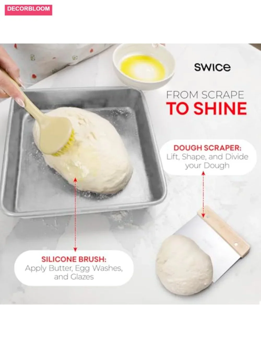 Round 9-inch Banneton Bread Proofing Basket Set with Lame, Dough Scraper, Linen